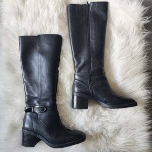 Naturalizer Black Leather Knee-High Boots